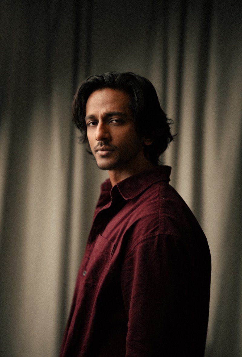 Actor portrait in a burgundy shirt — cinematic session, cinepaul NYC